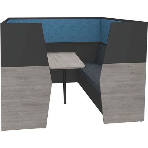 Box fonoassorbente 6 p. con tavolo rovere grigio/carbone/blu,