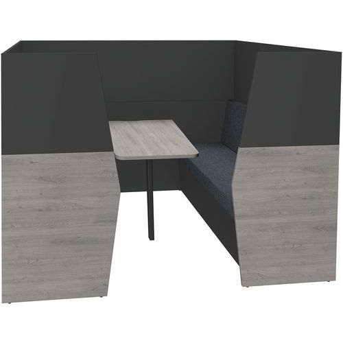 Box semplice 6 posti con tavolo rovere grigio/carbone,