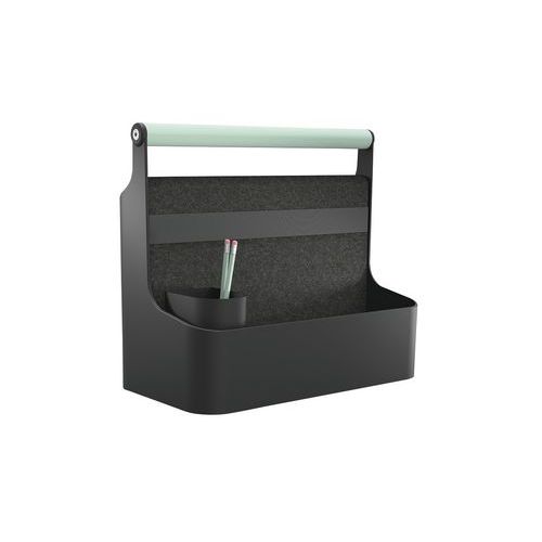 Cassettiera mobile Youme rivestimento in feltro nero/maniglia verde,