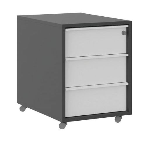 Cassettiera mobile antracite/bianco 3 cassetti Manutan,