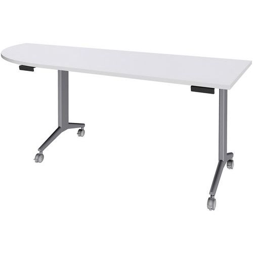 Tavolo 200x80 cm angolo sx bianco/piede alluminio,