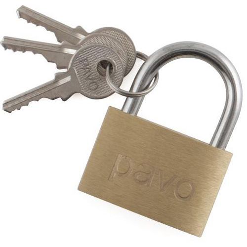 Lucchetto - Larghezza 40 mm - 3 chiavi - Ottone - Pavo,