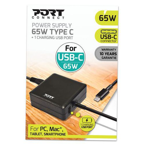 Alimentazione per caricatore batteria tipo C - 65 W - Port Connect,
