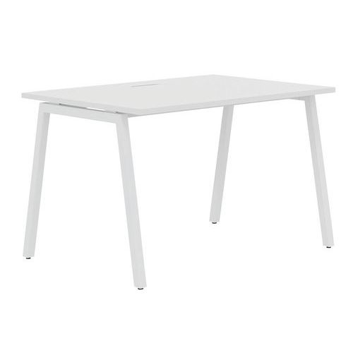 Scrivania dritta 120 cm piedi A bianco/bianco Manutan,