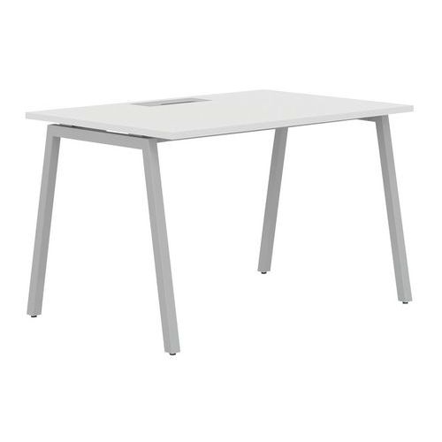 Scrivania dritta 140 cm piedi A bianco/alluminio Manutan,