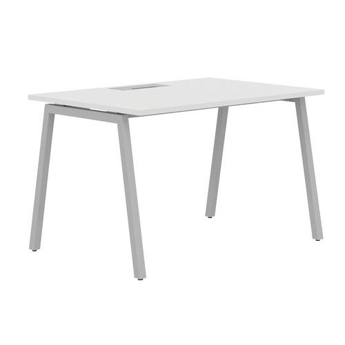 Scrivania dritta 160 cm piedi A bianco/alluminio Manutan,