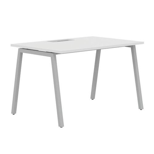 Scrivania dritta 120 cm piedi A bianco/alluminio Manutan,