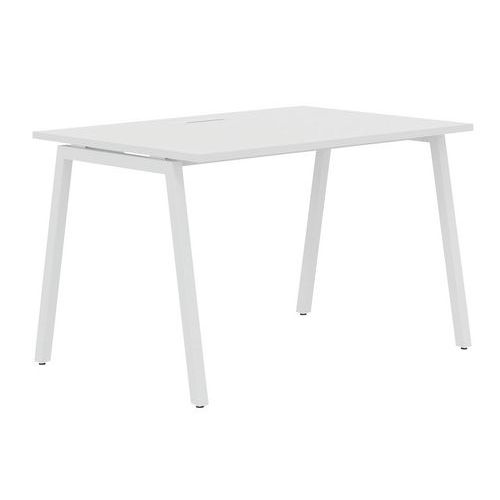 Scrivania dritta 140 cm piedi A bianco/bianco Manutan,