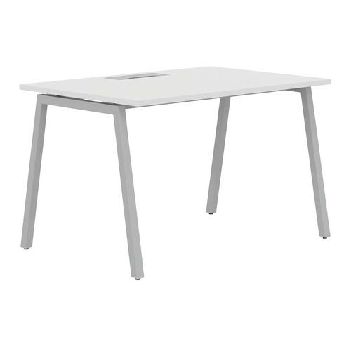 Scrivania dritta 180 cm piedi A bianco/alluminio Manutan,