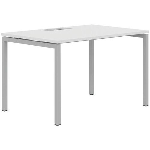 Scrivania dritta 140 cm piedi U bianco/alluminio Manutan,