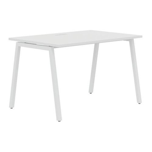 Scrivania dritta 180 cm piedi A bianco/bianco Manutan,