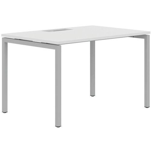 Scrivania dritta 120 cm piedi U bianco/alluminio Manutan,