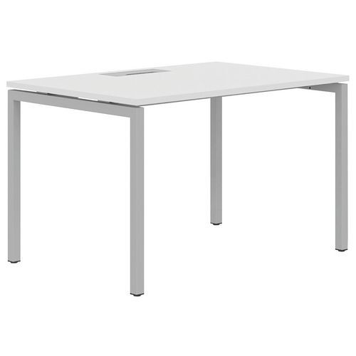 Scrivania dritta 180 cm piedi U bianco/alluminio Manutan,