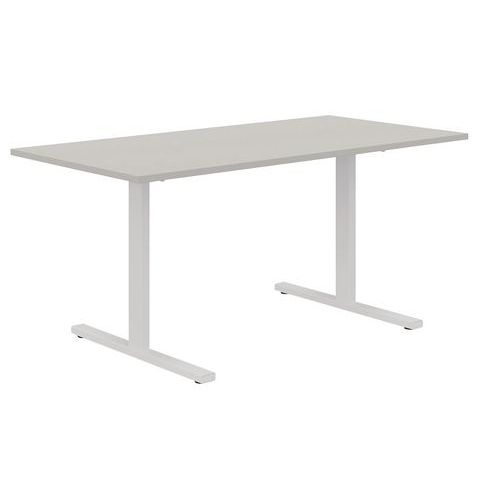Scrivania dritta 180 cm piedi T grigio/bianco Manutan,