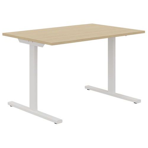 Scrivania dritta 120 cm piedi T rovere/bianco Manutan,