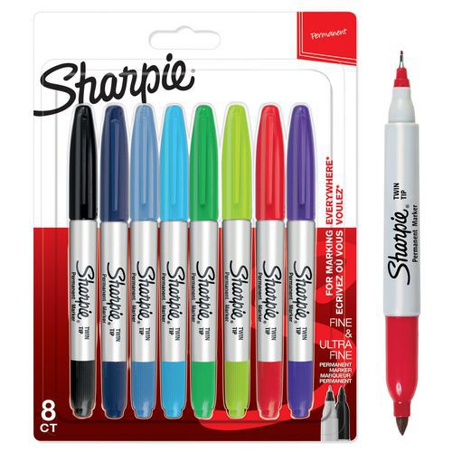 Pennarello indelebile Sharpie Twin Tip 2 dimensioni di punte,