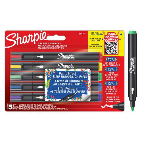 Pennarello creativo opaco Sharpie Bullet punta a ogiva 5 un,