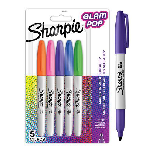 Pennarello indelebile Pop Sharpie Fine - 5 unità col ass,