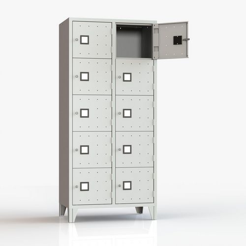 Armadio casellario 10 posti su piedi grigio chiave,