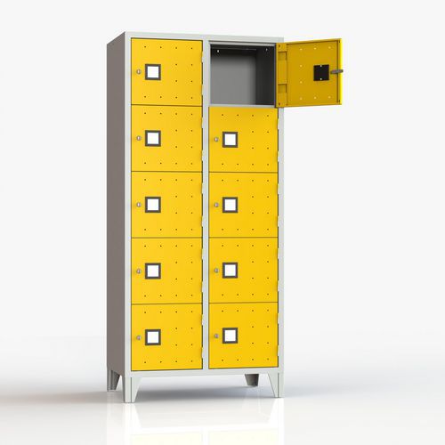 Armadio casellario 10 posti su piedi giallo chiave,