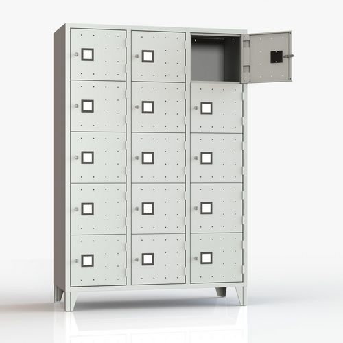Armadio casellario 15 posti su piedi grigio chiave,