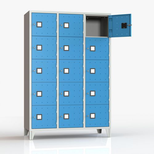 Armadio casellario 15 posti su piedi blu chiave,