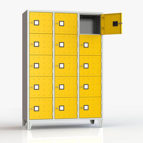 Armadio casellario 15 posti su piedi giallo chiave,