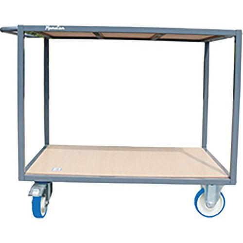 Carrello 2 ripiani 1400 mm-Ruote in gomma-Manutan Expert,