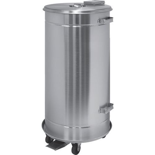 Contenitore mobile a pedale a tenuta stagna 90 litri - inox aisi304,
