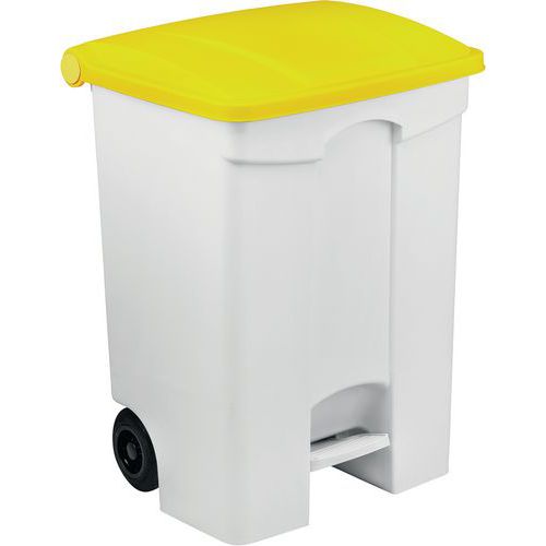 Contenitore mobile a pedale bianco-giallo 70 lt,