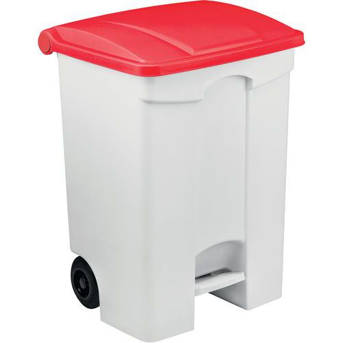 Contenitore mobile a pedale bianco-rosso 70 lt,