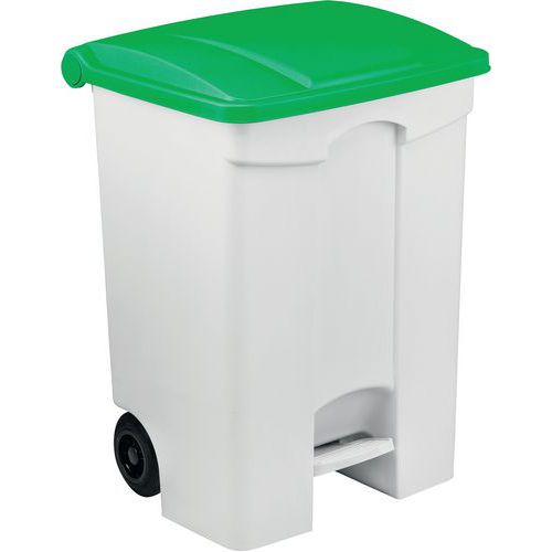 Contenitore mobile a pedale bianco-verde 70 lt,