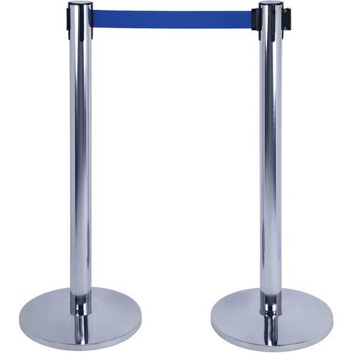 Colonnina con nastro blu - inox,