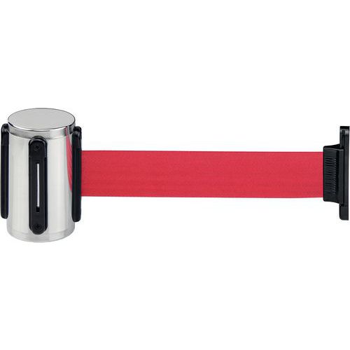 Sistema murale in inox con nastro rosso,