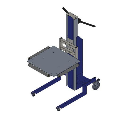 Sollevatore EVO80S avente piano con rulli laterali,