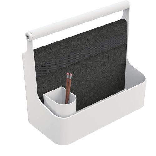 Cassettiera mobile Youme con rivestimento in feltro bianco/maniglia bianca,