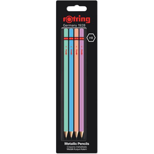 Matite in grafite Rotring HB corpo metallico lotto di 4,