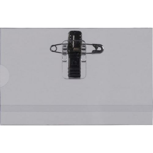 Porta-badge con spilla Combi - 57 x 91 mm - Pavo,