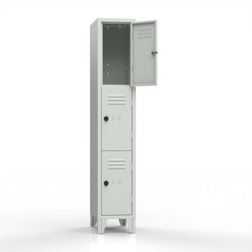 Armadio casellario 3 posti su piedi grigio lucchetto,