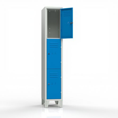Armadio casellario 3 posti su piedi blu chiave,