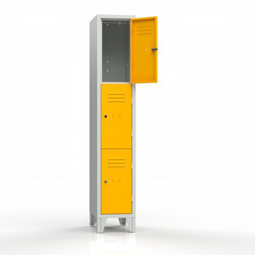 Armadio casellario 3 posti su piedi giallo chiave,