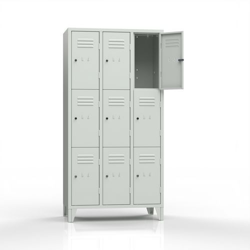Armadio casellario 9 posti su piedi grigio chiave,