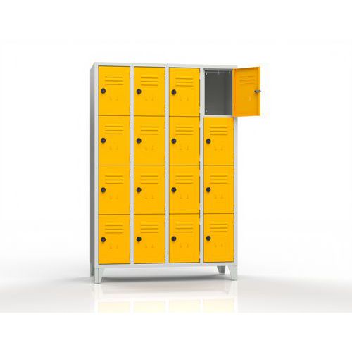 Armadio casellario 16 posti su piedi giallo lucchetto,