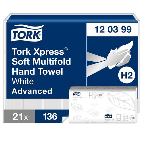 Asciugamani Multifold morbidi - Bianco - H2 Advanced - Tork,