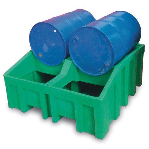 Vasca di prelievo per 2 fusti - in polietilene verde,