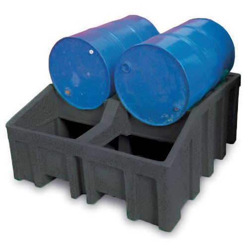 Vasca di prelievo per 2 fusti - in polietilene nero,