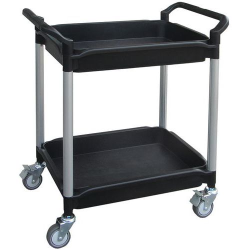 Carrello 250 kg polipropilene 2 ripiani con bordo 710x475mm,