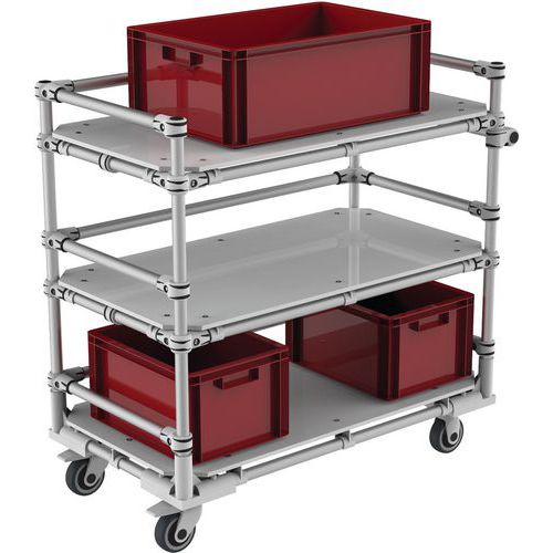 Carrello in alluminio con bordi 1040x550x1010 mm - 350 kg,