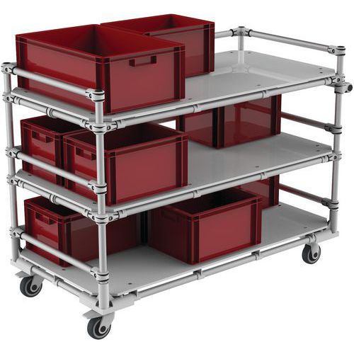 Carrello in alluminio con bordi 1370x680x1010 mm - 350 kg,