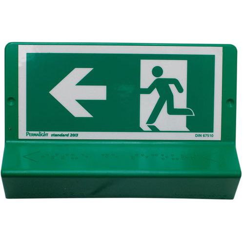 Segnaletica braille - Uscita di emergenza a sinistra,